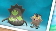 Galarian Stunfisk alongside Galarian Meowth promoting their release in Pokemon GO (Image via Niantic)